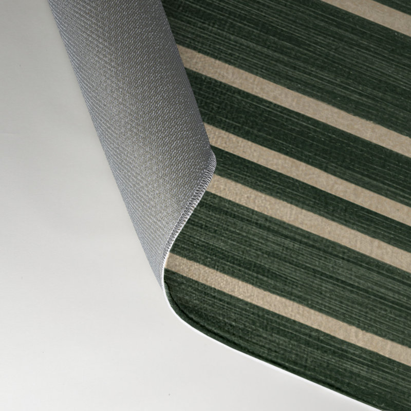 HorizontalStripes Green Indoor and Outdoor Area Rug, Rectangle 3' x 5'