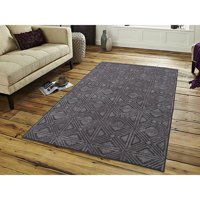Tapis gris zone géométrique Brixham, Rectangle 5 pi x 7 pi