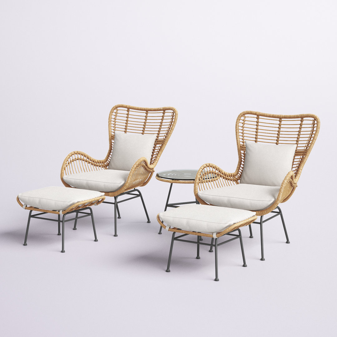 Aritomo Wicker 2 - Person Patio Conversation Sets with Cushions Wade Logan® Frame Color / Cushion