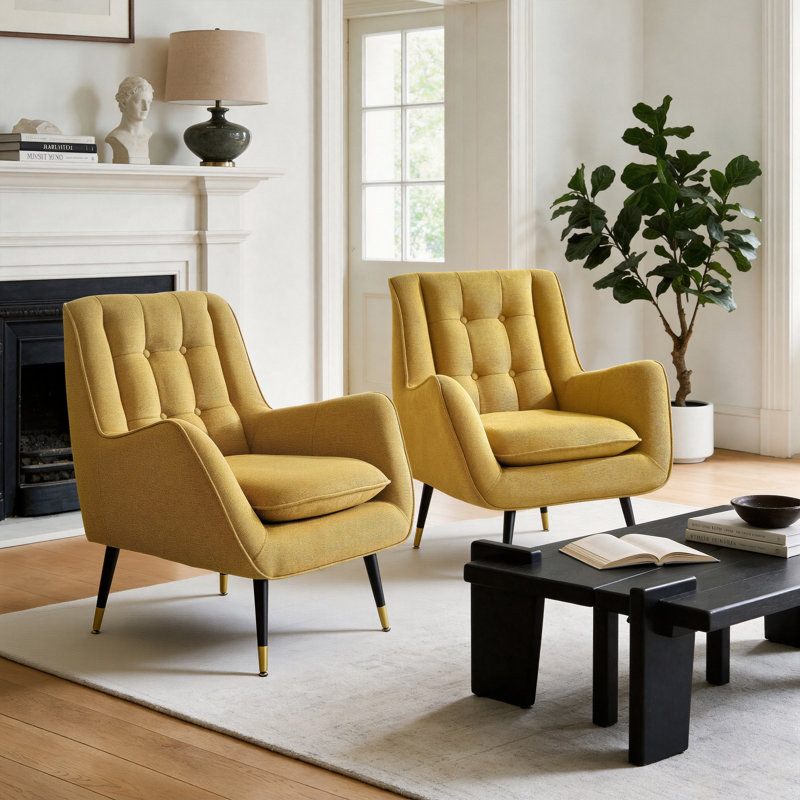 Iwan Upholstered Armchair, Mustard Yellow