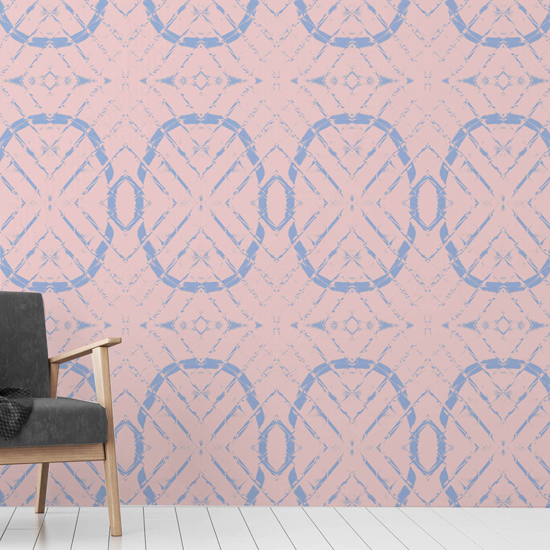 Diamond Link, Blue on Pink, Non-Woven