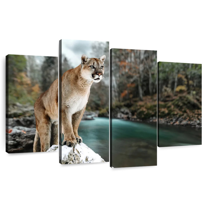 Brampt Cougar By The River, 22" H x 36" W