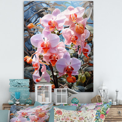 Orchidées roses, allure tropicale sur toile