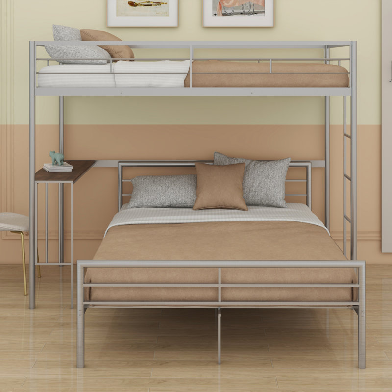 Russellville Kids Twin Over Full Bunk Bed, Silver