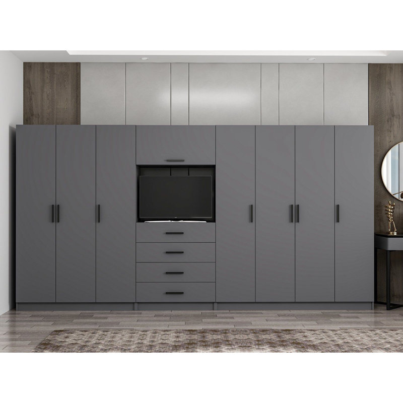 Elina Manufactured Wood Wardrobe, 210cm H x 405cm W x 52cm D