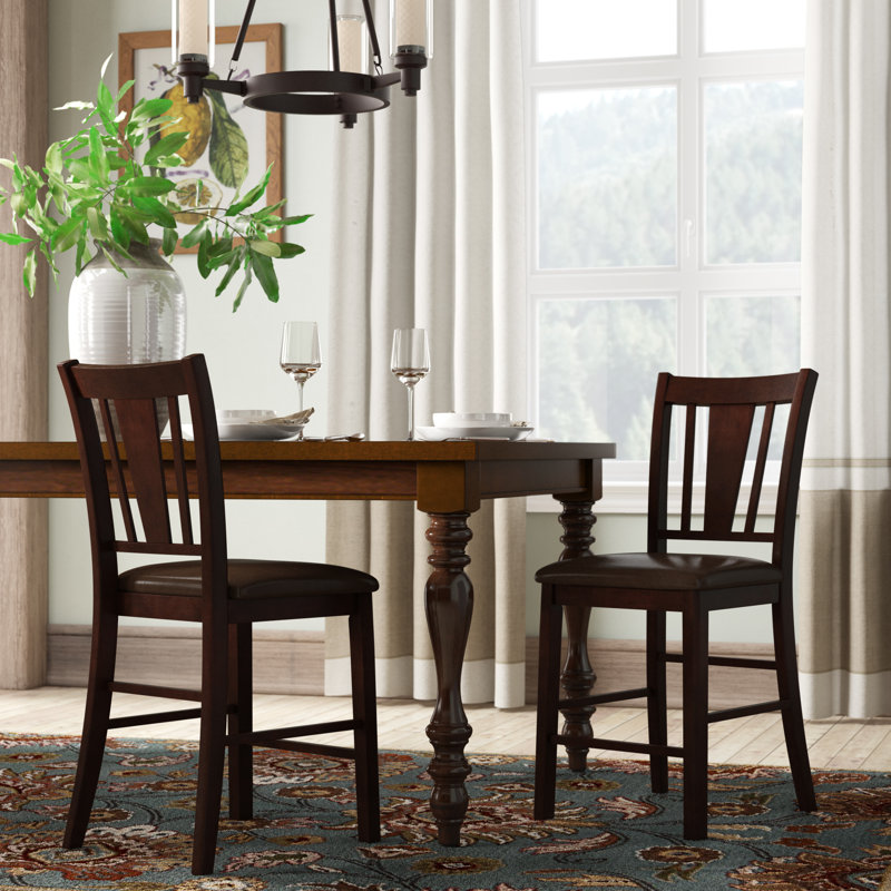 Upholstered Counter Stool with Solid Wood Frame