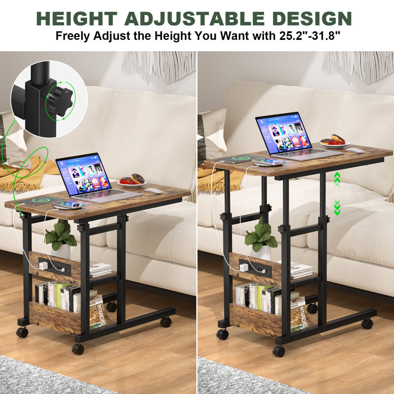 Swapan Adjustable Height C End Table, Brown