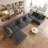 156.7‘’ Oversized U Shaped 6 Piece Modular Cloud Sectional Sofa with Ottoman-16169397