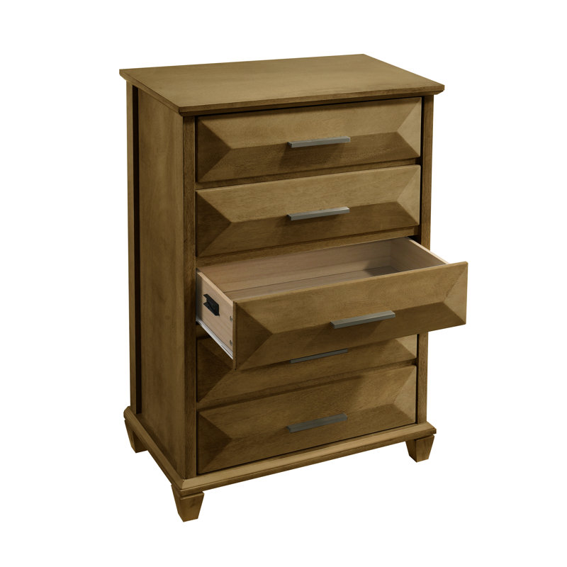 Claypoole Transitional 30" W 5 Drawer Chest, Antique Oak