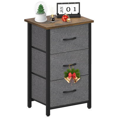 Trelu 3 - Drawer Metal Nightstand in Gray