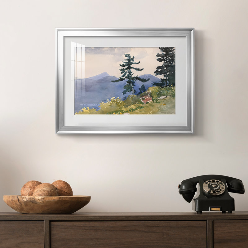 «Deer in the Adirondacks-Winslow Homer», reproduction encadrée avec passe-partout et verre - 1889, 18,5 x 24,5, Argent