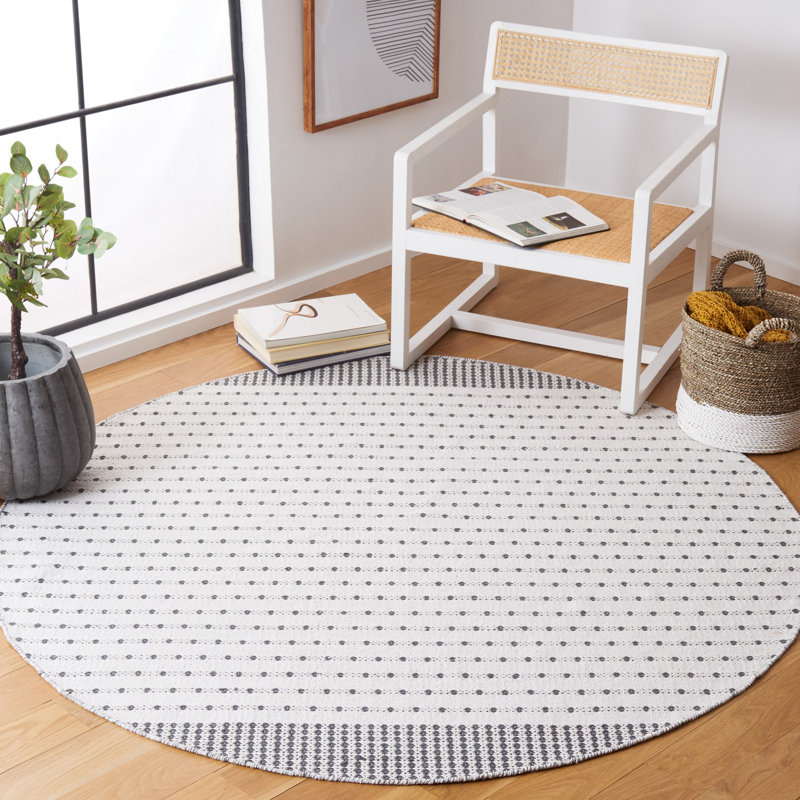 Breckenridge Flat Weave Cotton Geometric Rug, Round 6'