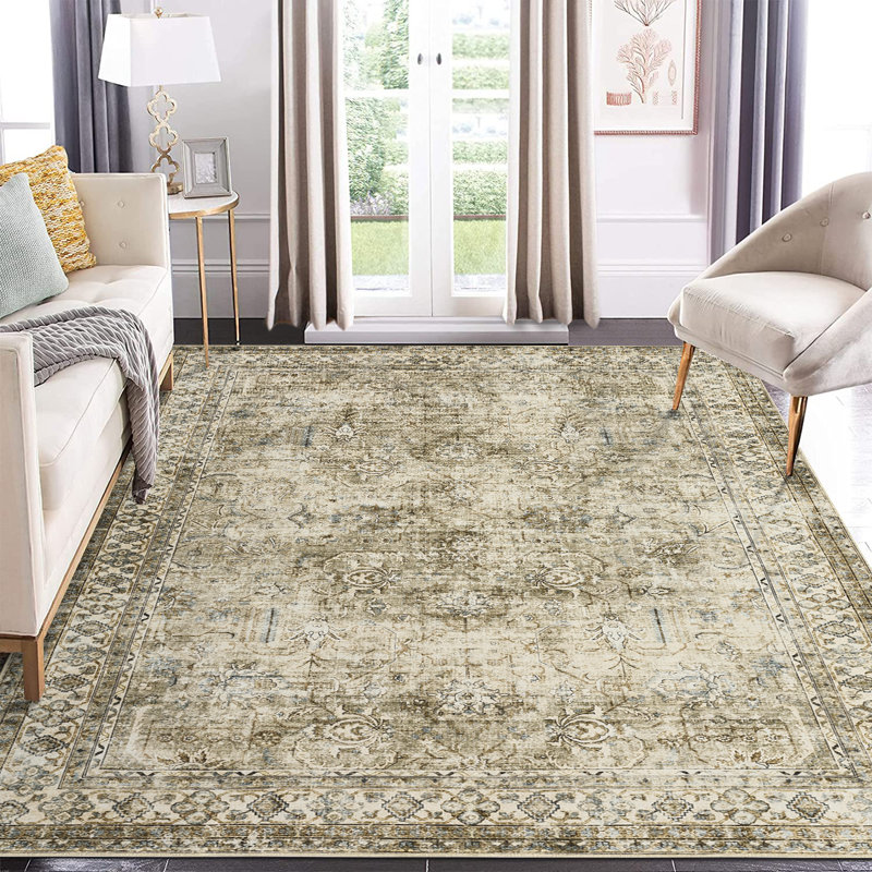 Rhuari Washable Oriental Indoor Rug, Rectangle 4' x 6'