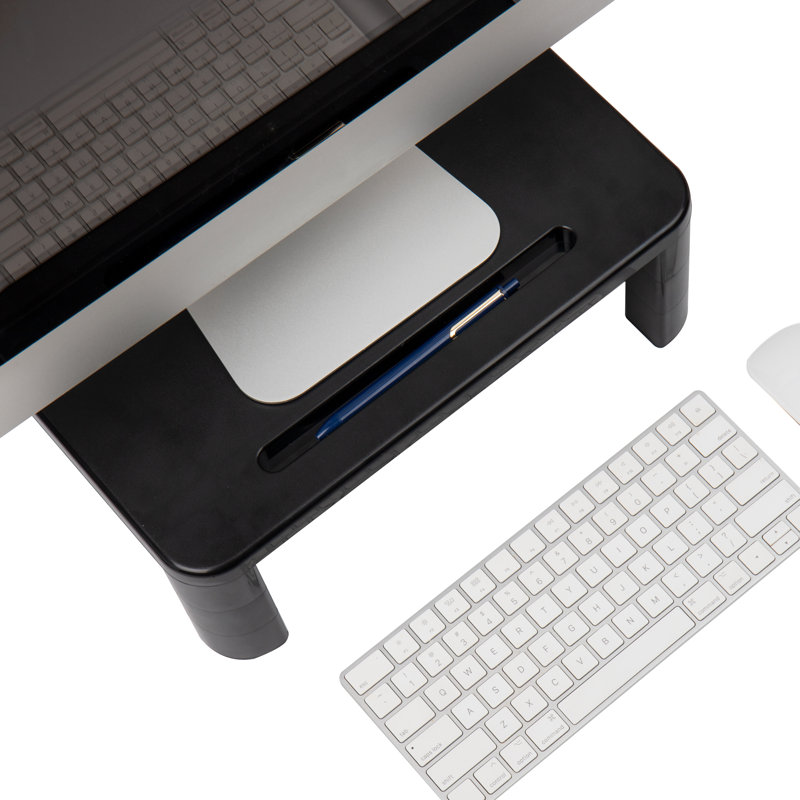Adjustable Black Plastic Monitor Stands, Set of 2