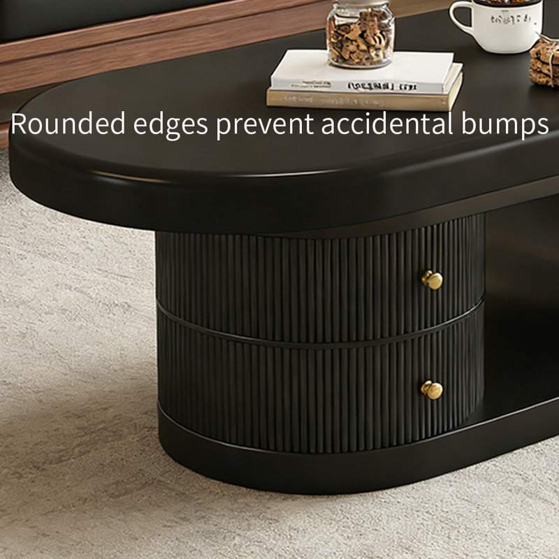 Table basse Minimalist, Noir, 18.11" H x 39.37" L x 23.62" W, Noir