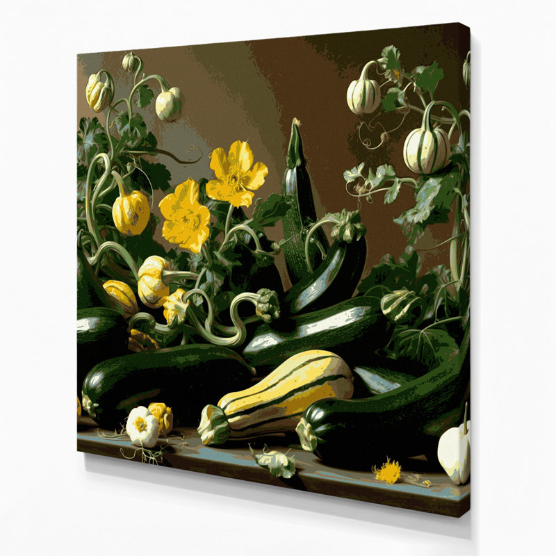 Art mural sur toile vert légumes courgettes, H 16 po x l 16 po