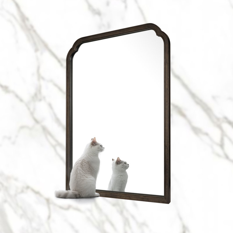 Solid Wood Wall Mirror for Bathroom or Bedroom, 30" x 20", Deep Honey