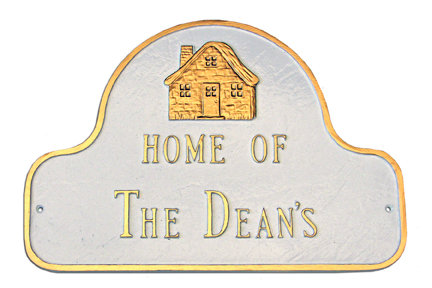 Plaque Home Garden, Oui, Bleu de mer / Argent, Pelouse