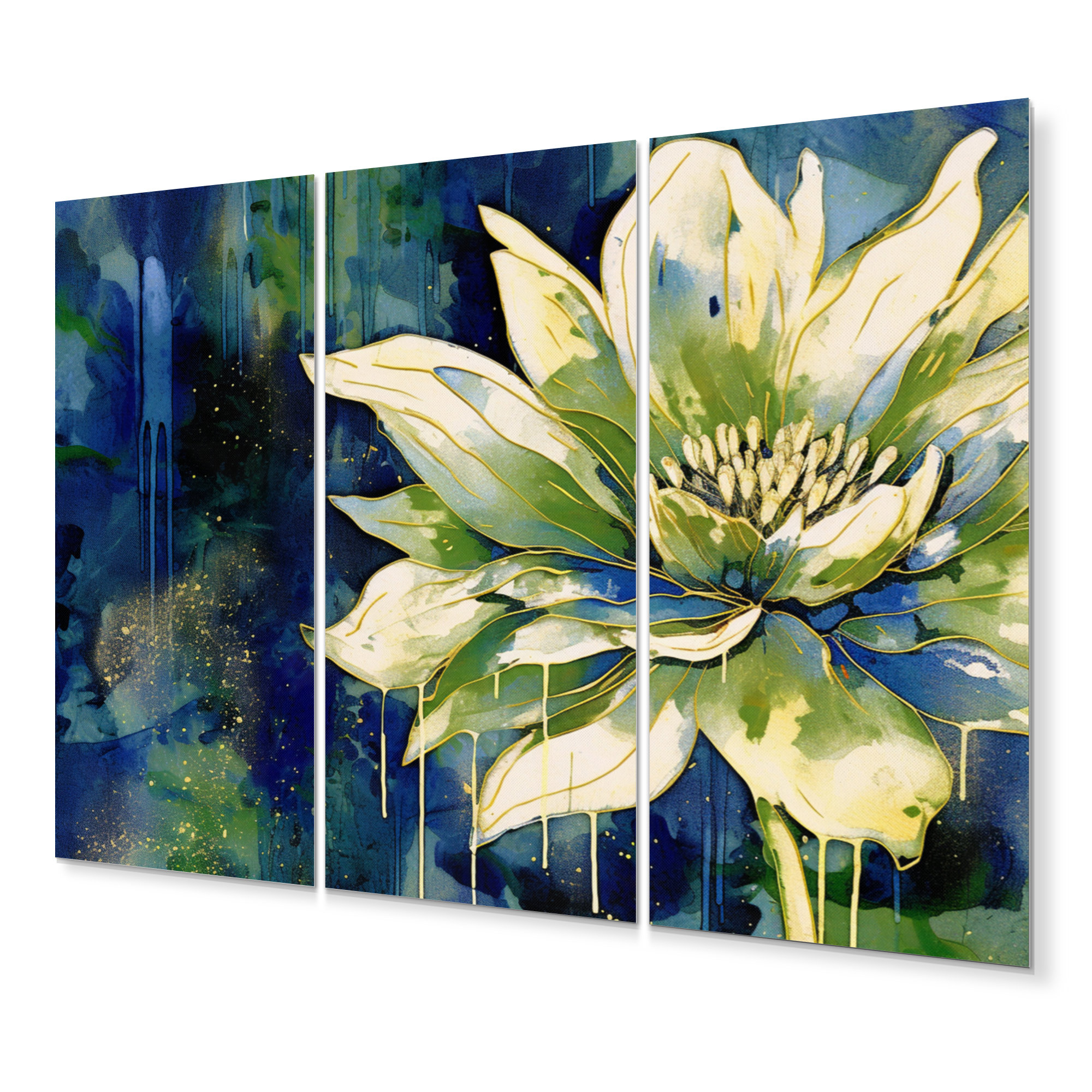 Red Barrel Studio Green Blue Lotus Reflections - Floral Metal Wall Art ...