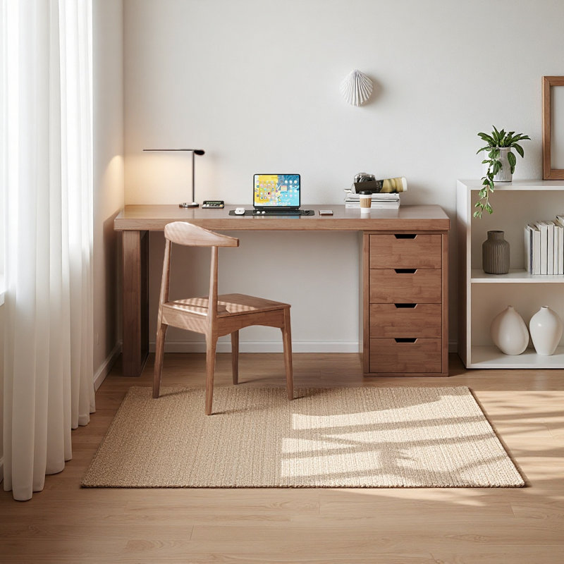 Bureau d'étude en bois d'hévéa massif, H 29,52 po x l 47,24 po x P 23,62 po
