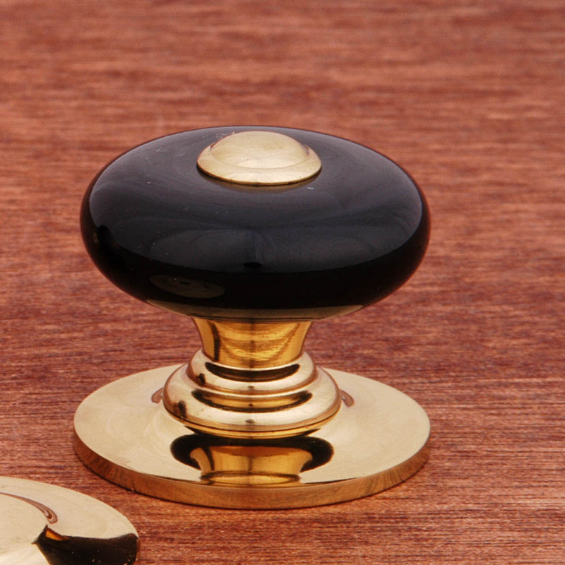 CK Series Diameter Mushroom Knob, 1.25" H x 1.25" W x 1.38" D, Black / Polished Brass