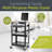  Black Rolling Utility Cart - Adjustable Height Av Stand With Power Strip For Schools & Offices