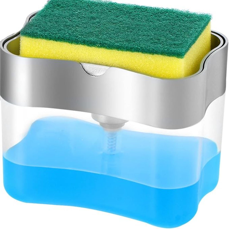 New 2023 Version Soap Dispenser With Added Features - Premium Quality Dish Soap Dispenser - Countertop Kitchen Soap Dispenser, Sink Dish Washing 13 Ounces (Sponge Included)
