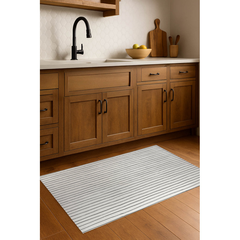Tapis de cuisine antidérapant Smooth Lay, Rectangle 4pi x 6 pi, Ivoire/gris anthracite