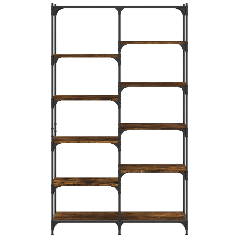 Alasiah 170cm H x 100cm W Iron Standard Bookcase, Smoked Oak
