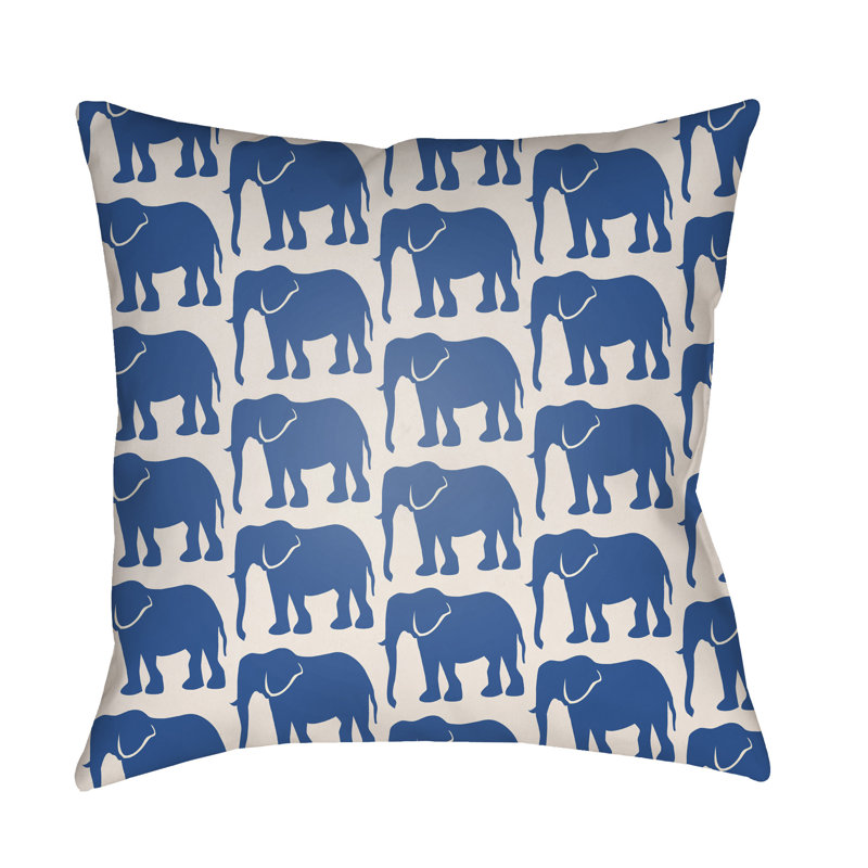 Lolita Elephant Outdoor Throw Pillow, Kelly Green/Ivory