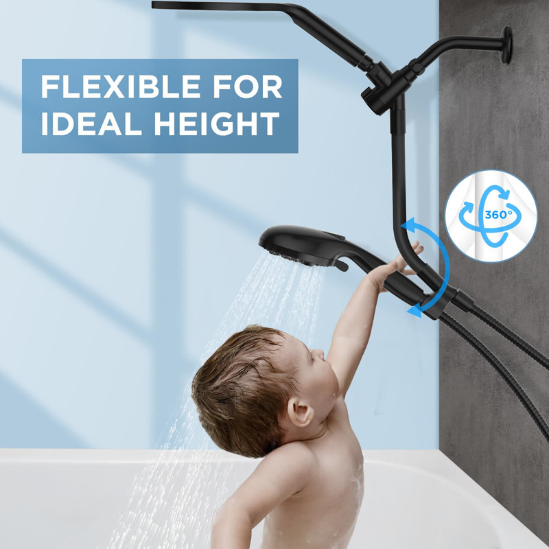 2-In-1 Rain Shower Heads System, Dual Handheld Shower Head Combo, 8 Inch High Pressure Rainfall Shower Head, 10 Modes