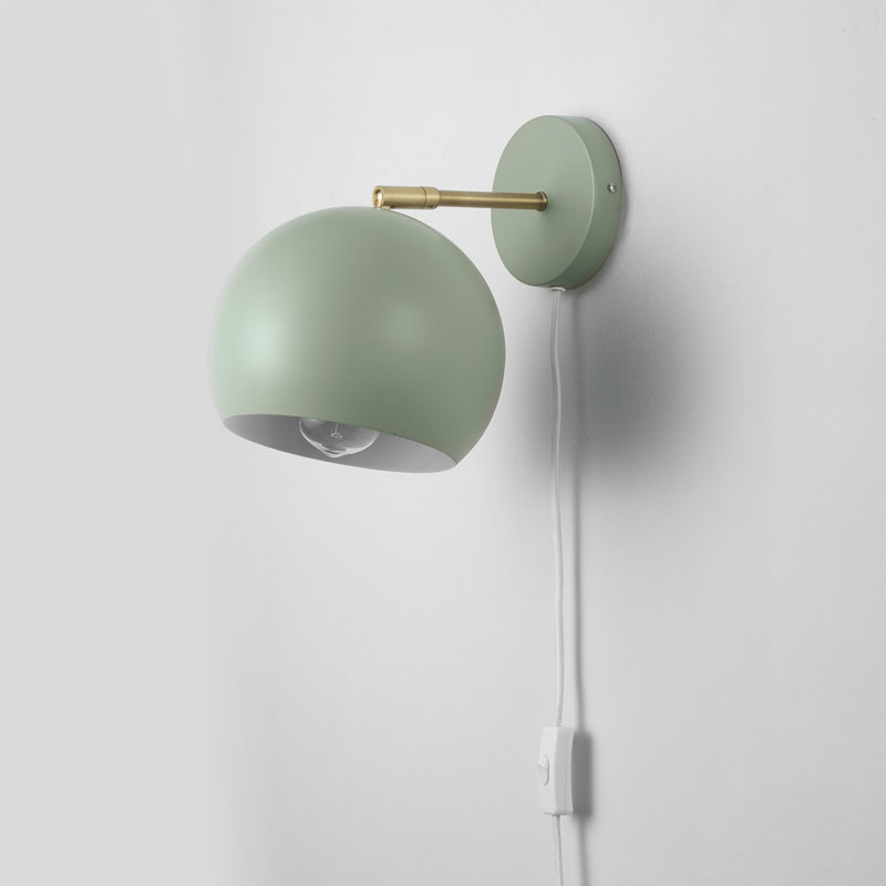 Novogratz X Globe Willow 1-Light Plug-In Or Hardwire Wall Sconce, Sage Green, Matte Brass Accent