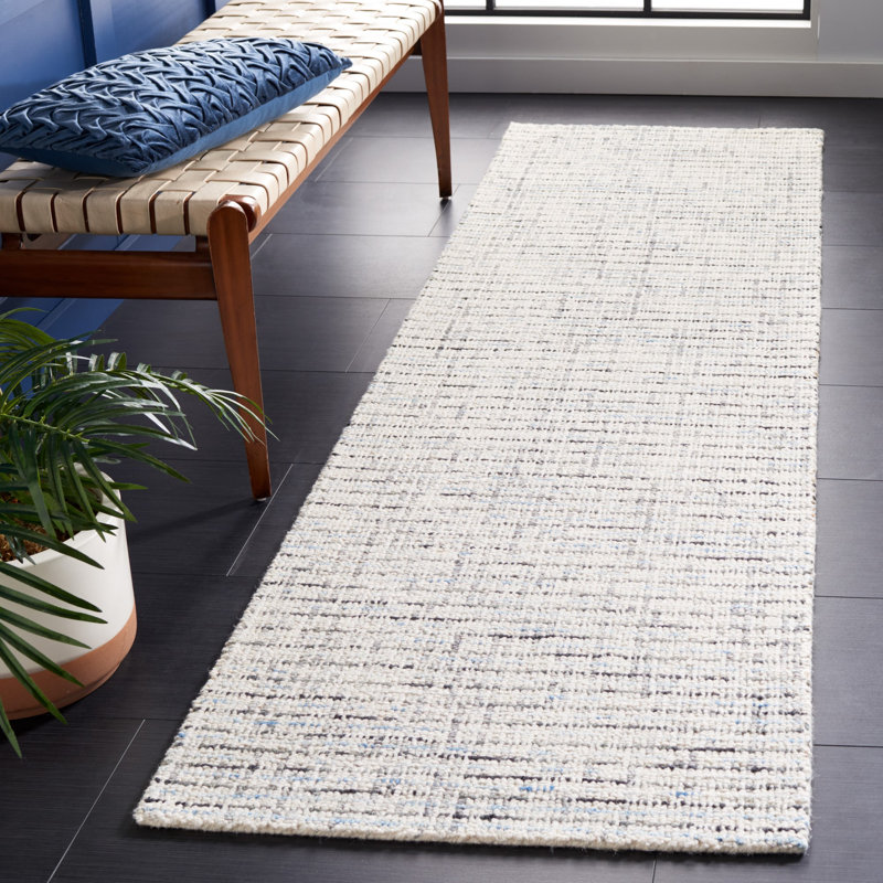 Aprell Handmade Tufted Wool Gray/Light Blue Area Rug, Runner 2'3" x 8'