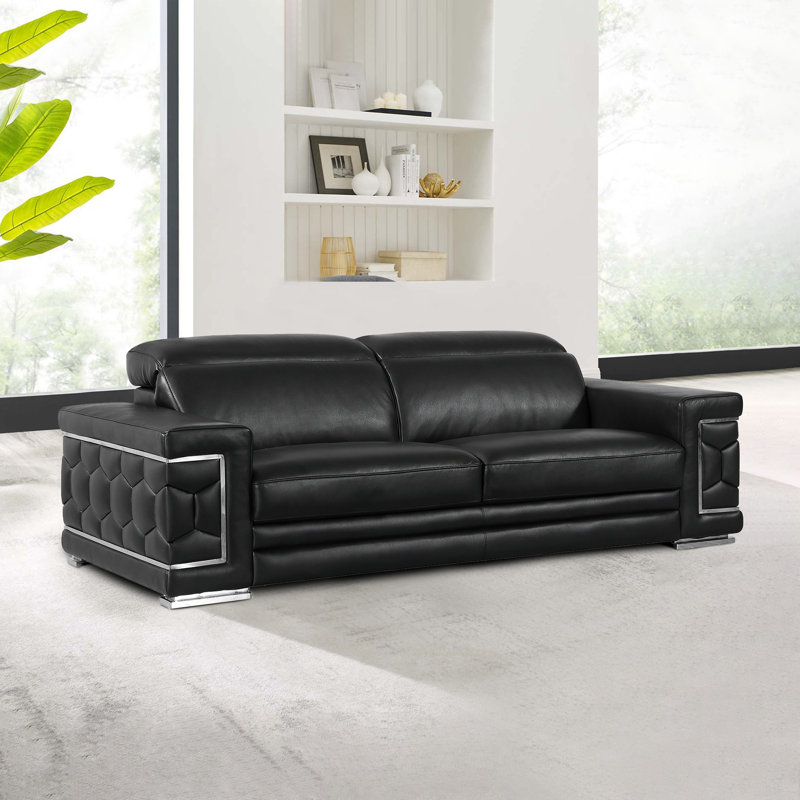 Ensemble de canapé en cuir Doromin, Cuir véritable noir
