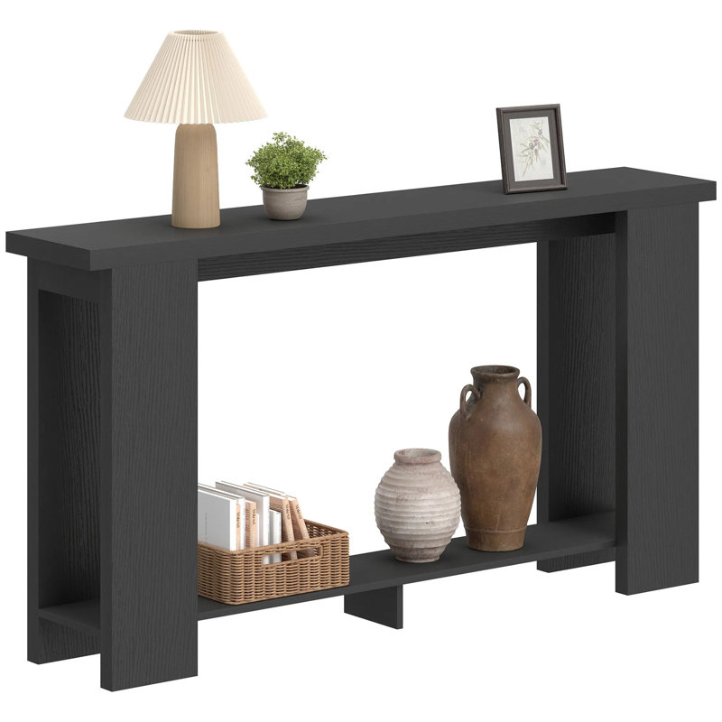 Farmhouse Entryway Table, Rustic Slim Console Sofa Table , Melamine Easy Clean Surface Multi-layer Storage Stable Structure Versatile Accent Furniture For Home Living Space