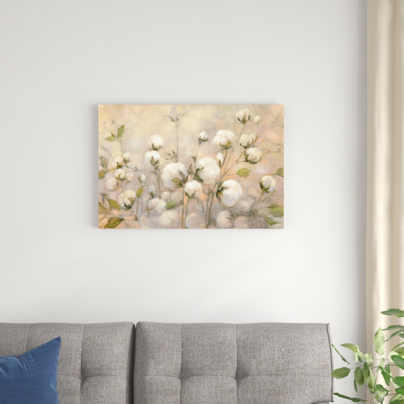 " Cotton Field Crop " by Julia Purinton Painting Print, 20" H x 30" W x 1.25" D