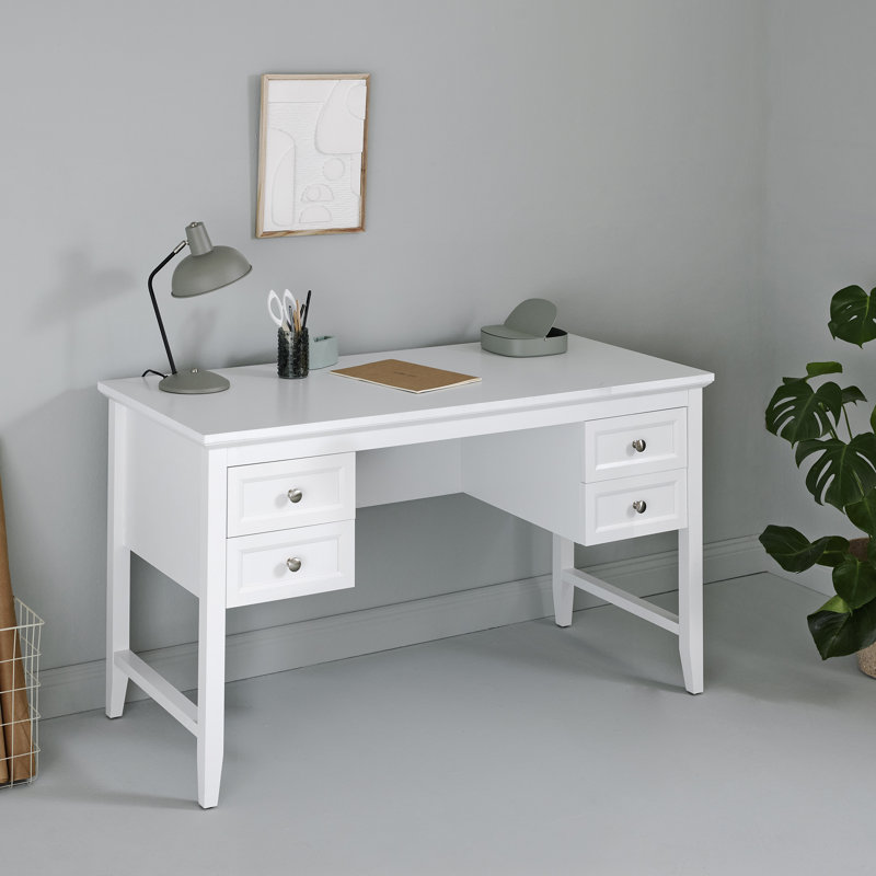 Bureau d'écriture rectangulaire l 51,18 po Hermilinda, Blanc