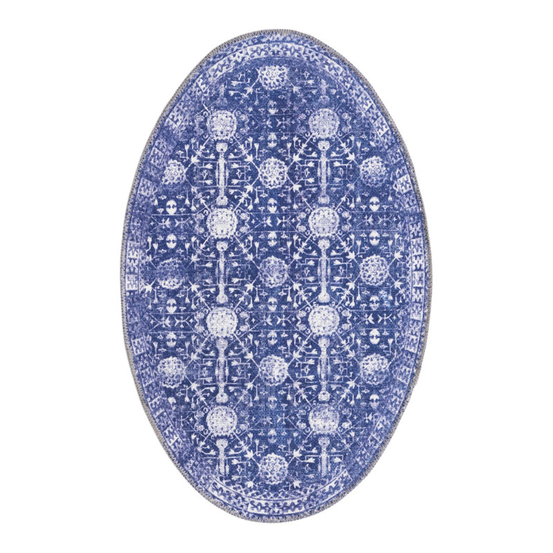 Dymph Chenille Geometric Indoor Rug, Oval 2' x 3'1"