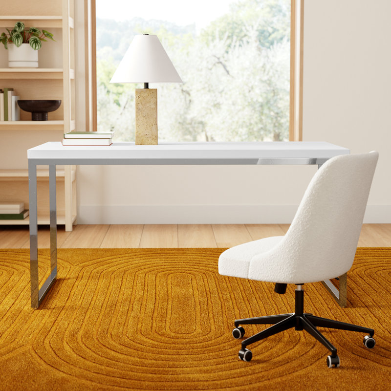 Adil Metal Base Writing Desk, White