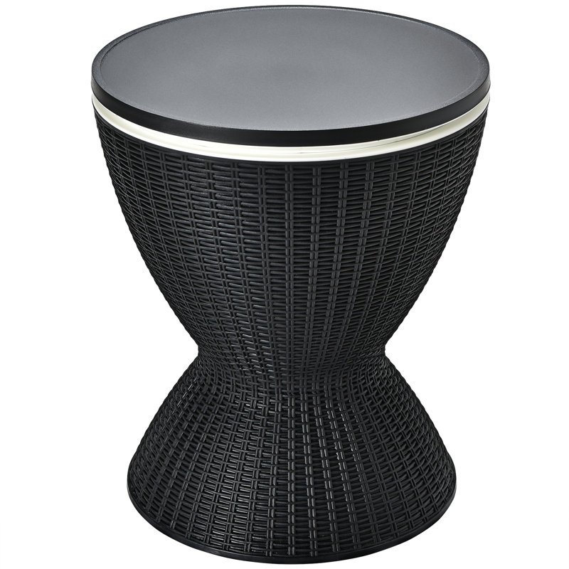 Teague Round Wicker Outdoor Bar Table , 49cm cm W 49cm cm D, Black