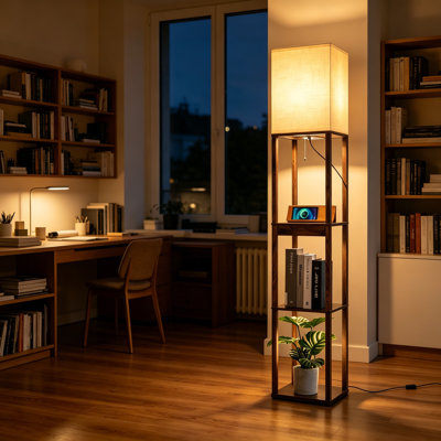 Floor Lamp With Shelves, Modern Shelf Lamp For Display Storage