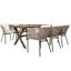 Ensemble repas 7 pièces pour patio avec plateau en bois d'acacia et structure en métal pour le jardin et la cour-370802452