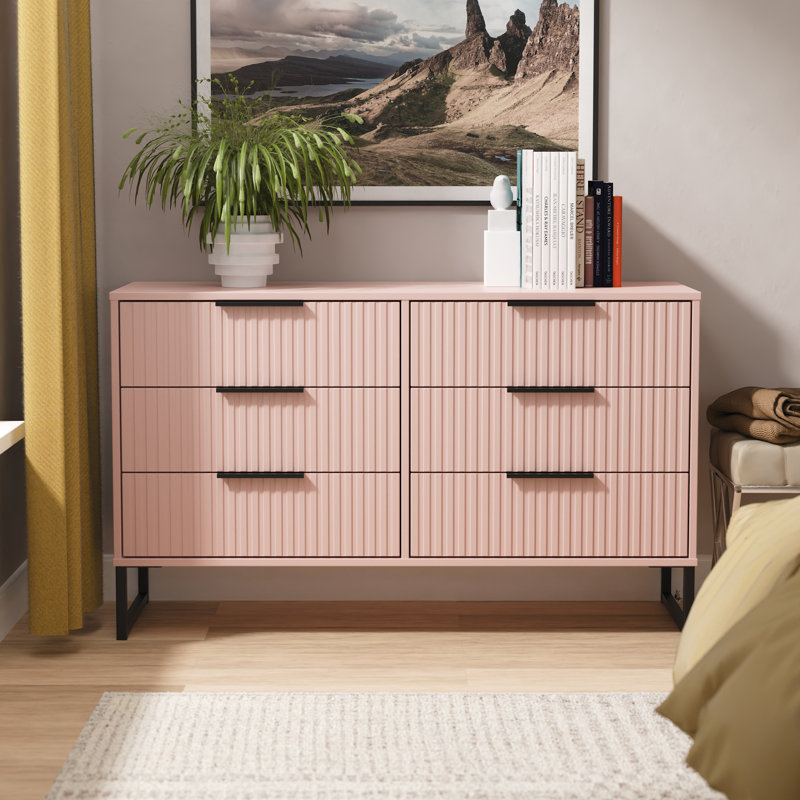 Bernat 115cm W 6 - Drawer Chest of Drawers, Pink