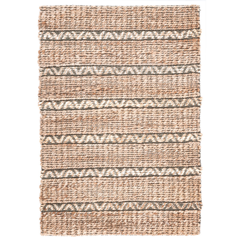 Tapis olive / naturel à tissage plat à motif géométrique Abdelilah, Rectangle 6 pi x 9 pi