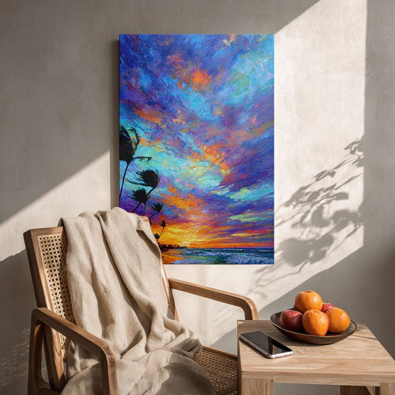 «Coastal Modern Tropical Sunset Sunset», impression sur toile texturée - Urban Studio, 18 * 12 pouces (45 * 30 * 2cm)