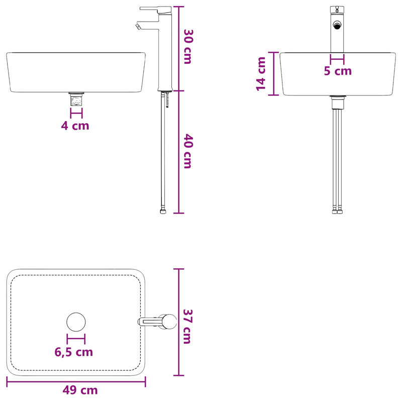 Belfry Bathroom 370mm W Metal Sink, Chrome