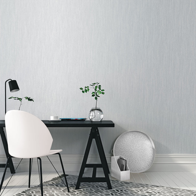 Robbin 10m x 53cm Textured Metallic Finish Non-pasted Wallpaper Roll, Silver/Grey