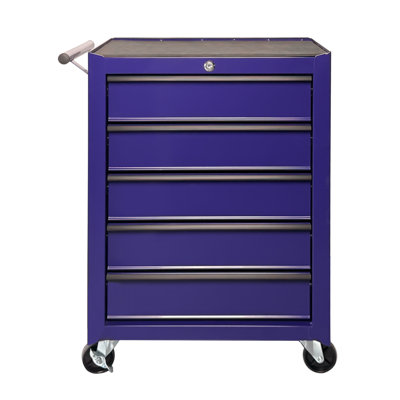 Rolling Metal Tool Chest with 5 Drawers, 20" 5-Drawer Tool Chest Cabinet with Ball Bearing Drawer Slides, Steel Tool Storage Box Organizer -PURPLE