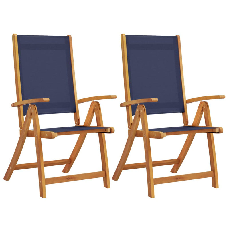 25-4 Sling Garden Chair With Cushion Folding Chair Set, Blue / White / Grey