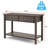 Outdoor Console Table With Drawers Patio Buffet Bar Storage Organizer 45"Long Wicker Sofa Serving Sideboard Table 2-Shelf Outdoor Narrow Bar Table Tall Rectangle With Adjustable Feet For Entryway Brown
